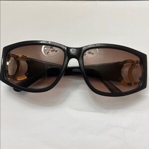 Vintage CHANEL Black and Gold Sunglasses